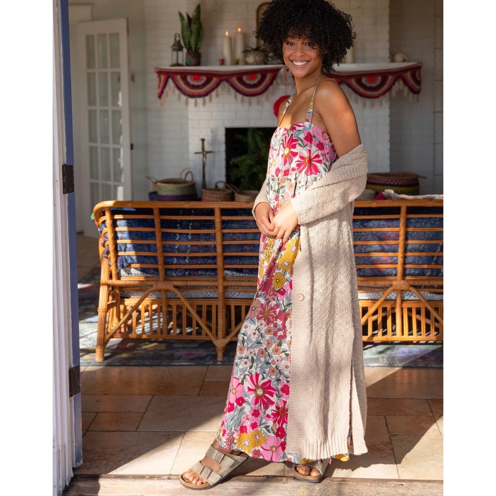 Natural Life Patti Side Slit Maxi Dress Womens XL Floral Sleeveless Boho Summer - Picture 3 of 11